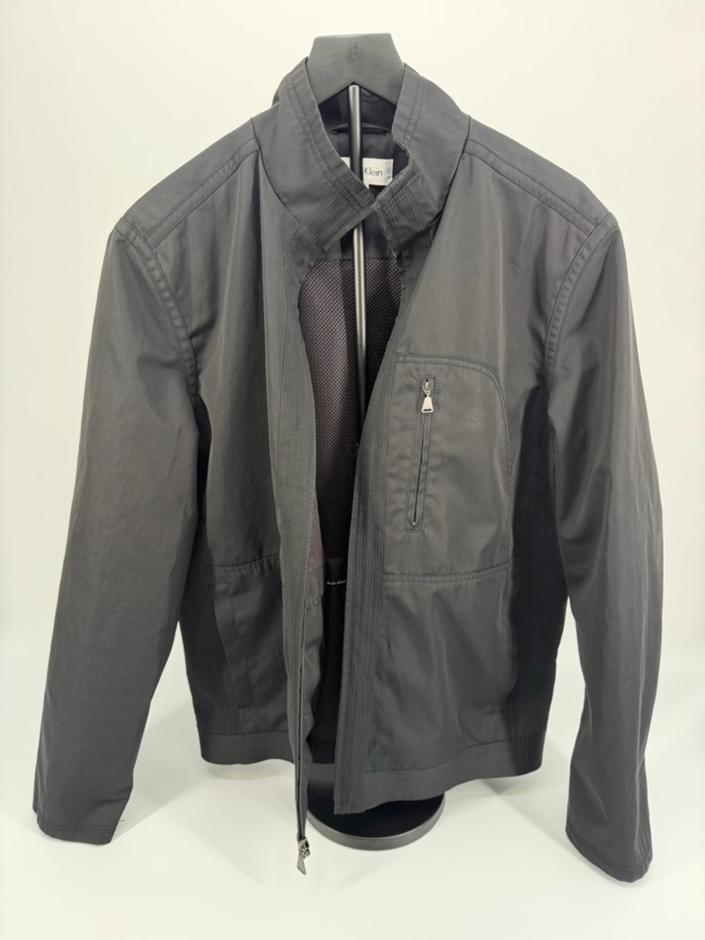 Calvin Klein Men’s Black Lightweight Zip Jacket Stand Collar Casual Coat Size L - Picture 2 of 15